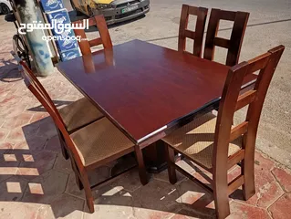  1 طاولة سفرة مع 6 كراسي خشب زان صلد بحال ممتاز جدا
