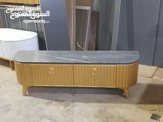 5 اطقم طربيزات طاولات شاشه مكون من ثلاث قطع خشب ودهان الون حسب الطلب