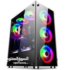 2 كيس جيمنج للتجميعات فارغ مع 4 مراوح ار جي بي ملون - TERMINATOR T-850 4X RGB FANS GAMING CASE