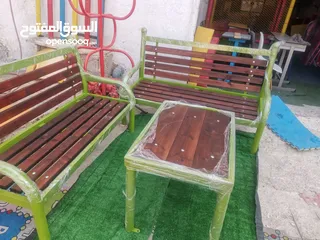  1 مقاعد حديقة ثلاثي فاخر حديد وخشب سويد مقاس متر ونص في 60 سم. خدمة التوصيل لجميع المحافظات