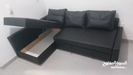 2 Ikea L Shape Sofa Bed With Storage Black Leather