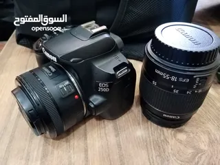  2 كاميرا كانون 250d canon مع عدسة 18-55 و   50 STM
