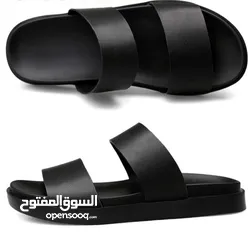  4 Men black genuine leather slippers now available in oman order now