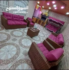  18 أطقم رتان و يتوفر التوصيل لباب البيت وطاولة الوسط هدية  طقم خماسي