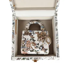  3 Christian Dior Micro Lady Dior with Small Trunk Multicolor Embroidered Calfskin Light Gold Hardware
