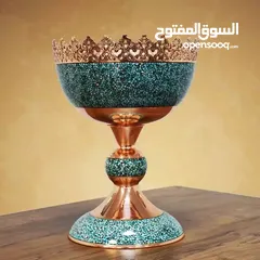  4 copper and turquoise Nut Bowl  وعاء الجوز