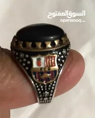  2 خاتم عقيق يمني شعار برشلونه