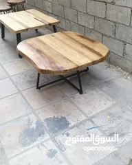  4 طاولات وسط وطاولات سفرة وطاولات تلفزيون خشب طبيعي بالكامل