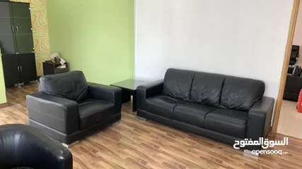  3 للبيع كنب جلد اسود صفاة الغانم for sale black  leather sofas