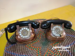  3 هاتف قرص ارضي نحاس انتيك فاخر