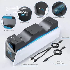  5 إيفو قاعدة شحن سريعة لجهازين تحكمPS5 Controller ‎ مع نوعين من الكابلات، قاعدة شحن USB جديد بالكرتونة