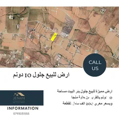  1 ارض للبيع جلول بالقرب من حلبة منجا مساحة 10 دونم بسعر مغري
