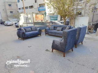  3 طقم كنب محلي أمريكي كلاسيكي صالون قعدة مميز، كشاط أسود وقماش وتر بروف ضد الماء وبأقل سعر بالسوق