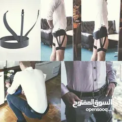  2 جوز حزام فخدين  شيال ثلاثي تحزيم  مطاط  و ملاقط ستانلس   للرجل العصري و الانيق  مصمم ليدووم ويدووم