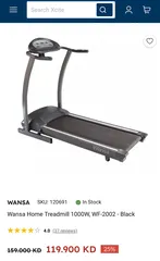  2 Wansa Home Treadmill 1000W, WF-2002 - Black