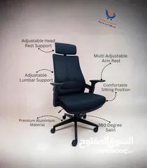  2 كرسي مكتب فلوريكون ألفا برو المريح للاستخدام المنزلي والعملي - كرسي دوار قابل للتعديل، عالي الظهر،