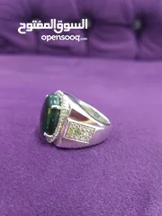  3 خاتم أوبال أثيوبي أسود خلية النحل طبيعي مرصع بموزونايت وزبرجد natural black ethipian opal ring