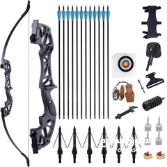  1 طقم قوس رماية ونشاب بقوة 45lbs Professional Recurve Archery Bow 45lbs