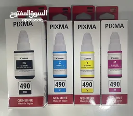  2 Canon 490,Ink Bottle Cartridge, GI-490BK,GI-490C,GI-490M,GI-490Y For printer G3411-3410- حببر كانون