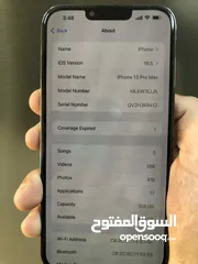  9 ايفون 13 برو ماكس امريكي 512 جيجا بطارية 100% مش مغيرة نموذج M الجهاز شبه كرتونة ولا اي خطش