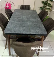  6 طاولة سفرة مستطيلة أنيقة مع 6 كراسي فخامة وعملية