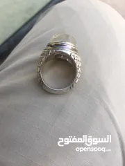  6 خاتم فضه عقيق ابيض زجاجي اصلي