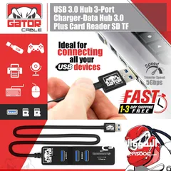  2 USB 3.0 Hub 3 Port Charger Data Sync SD TF Card Reader for PC Mac Laptop Desktop