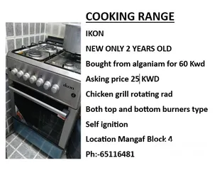  1 COOKING RANGE AND WATER PURIFIER