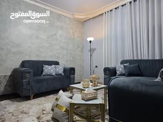  5 جدد غرفة ضيوفك.. طقم كورنر 9 مقاعد لون اسود قماشه ووتربروف خشب سويد استعمال بسيط جدا اقل من شهر