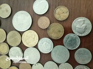  24 عملات قديمة للبيع اردني امريكي بريطاني ألماني عراقي خليجي يوجد قطع نوادر ومميزة