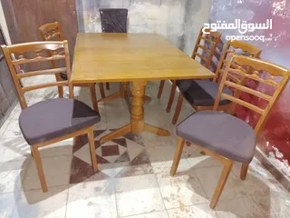  21 طاولة طعام زان مع 6 كراسي جديدة  صناعة اندونسيا