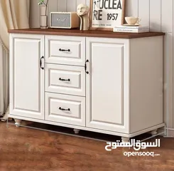  4 بوفيه ابيض خشب لغرفة المعيشة