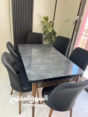  1 طاولة سفرة مستطيلة أنيقة مع 6 كراسي فخامة وعملية