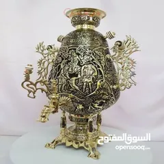  4 سماورالفحم للنحاسية الفاخرة 6-8 ليتر 100./. نحاسية 100./.صنع يدوية الفاخر مجلل صنع في ايران