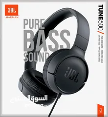 1 سماعات JBL اصلي كيبل مع مايكروفون Jbl Tune 500 Headband with Black Wire Headphones and Microphone