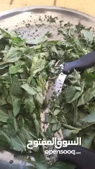  1 ملوخيه ورق وملوخيه ناشفه مفروكه وناعمه بدون عيدان مغسله ومنقبه وجاهزه لطبخ