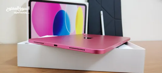  3 ايباد الجيل العاشر iPad(10 Wi-Fi 64GB  قلم joyroom +Pink الون+كفر دفتر