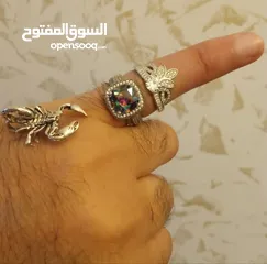  12 خواتم فضه مطعمه بالحجر الكريم