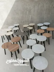  9 طربيزات سيرفس وسط   قطر الدائرة 35سم ارتفاع الطربيزات 40/45/50
