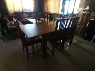  11 طقم سفره طاوله كبيره +6 كراسي + بفيه 3درفه انتيك خشب بلوط