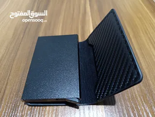  11 محافظ رجالي حجم صغير جلد صناعي وحافظة بطاقات لون اسود كاربون فايبر