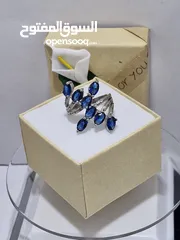  3 خواتم فضة 925 مع احجار كريمه مميزة