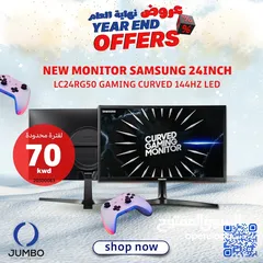  1 شاشة جديده SAMSUNG 24INCH LC24RG50 GAMING CURVED 144HZ LED