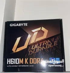  1 مذربورد gigabyte h610m ddr4 للبيع بحالة ممتازة مع الكرتونه