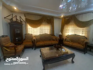  3 طقم كنب ضيوف خشب زان وقماش تقيل جديد 9 مقاعد مو 7 ومنجد داخلي جديد خشب بدل القشاط