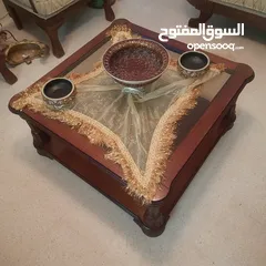 5 طقم كنب تقيل استخدام خفيف مع طقم سكملات خشب زان كامل