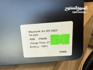  4 MacBook Air 15” M3  2023 RAM 8GB  SSD 256GB
