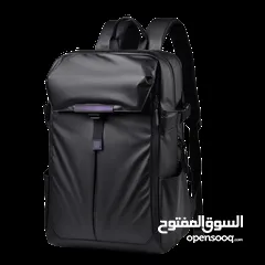  4 حقيبة ظهر للابتوب ذات سعة كبيرة - S-61-15.6 Black Backpack leather laptop and stuff bag