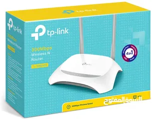  1 راوتر ومقوي اشارة وموزع الاشارة لمسافات  TP-Link N300 Wireless Wi-Fi Router 4 IN