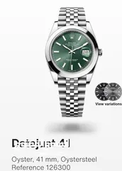  1 45k Oyster Perpetual Datejust 41 in Oystersteel features a mint green dial and a Jubilee bracelet
